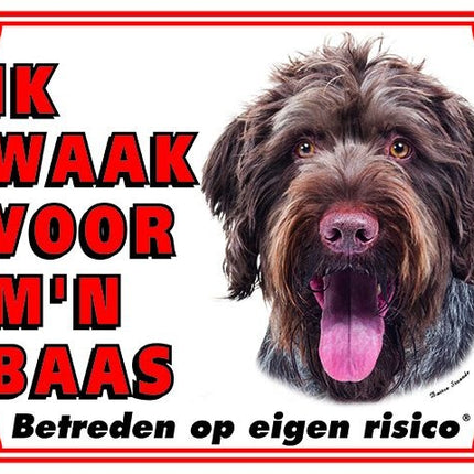 Stickerkoning Duitse Staande Ruwhaar Waakbord - Ik waak voor mijn baas