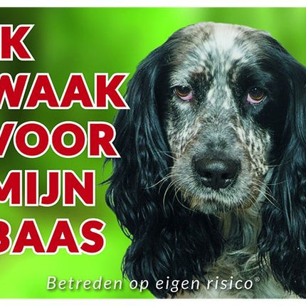 Stickerkoning Engelse Cocker Spaniel Waakbord - Ik waak voor mijn