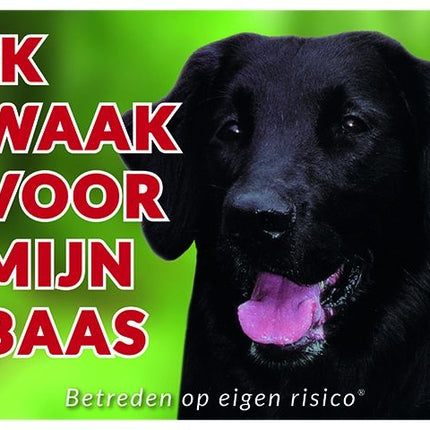 Stickerkoning Flatcoated Retriever Waakbord - Ik waak voor mijn