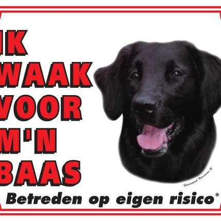 Stickerkoning Flatcoated Retriever Waakbord - Ik waak voor mijn
