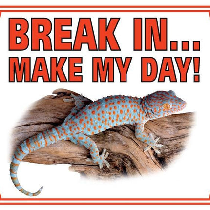 Stickerkoning Gekko Waakbord - Break in make my day