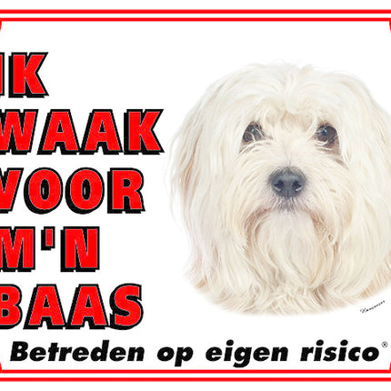 Stickerkoning Havanezer Waakbord Blond  - Ik waak voor mijn Baas