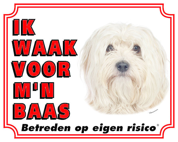 Stickerkoning Havanezer Waakbord Blond  - Ik waak voor mijn Baas