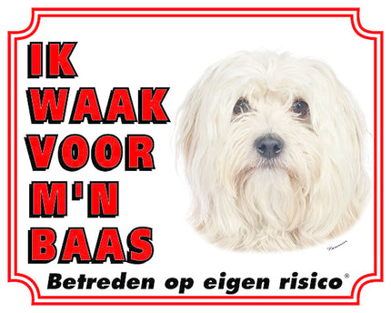 Stickerkoning Havanezer Waakbord Blond  - Ik waak voor mijn Baas