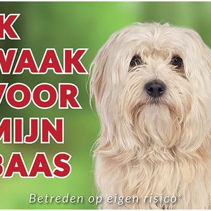 Stickerkoning Havanezer Waakbord Blond  - Ik waak voor mijn Baas