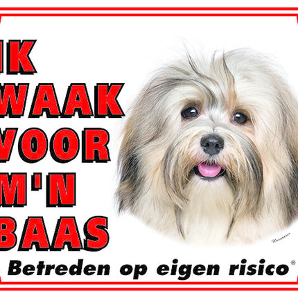 Stickerkoning Havanezer Waakbord  Bruin - Ik waak voor mijn Baas