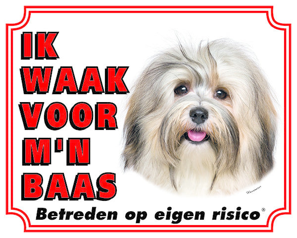 Stickerkoning Havanezer Waakbord  Bruin - Ik waak voor mijn Baas