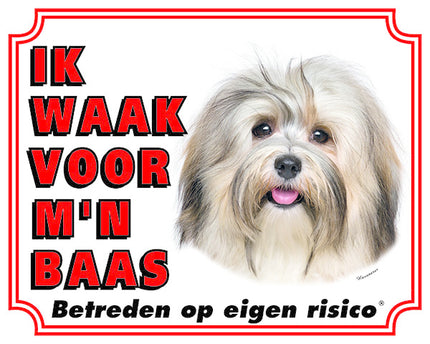 Stickerkoning Havanezer Waakbord  Bruin - Ik waak voor mijn Baas