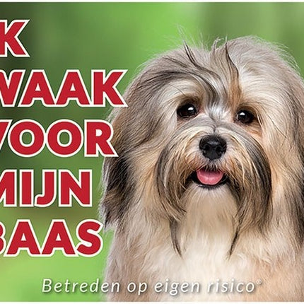 Stickerkoning Havanezer Waakbord  Bruin - Ik waak voor mijn Baas