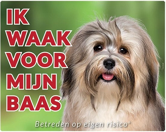 Stickerkoning Havanezer Waakbord  Bruin - Ik waak voor mijn Baas