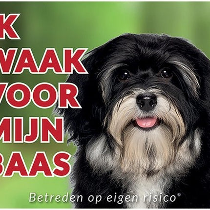 Stickerkoning Havanezer Waakbord Zwart - Ik waak voor mijn Baas