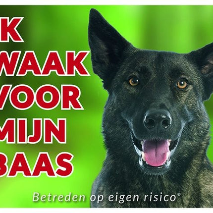 Stickerkoning Hollandse Herder Waakbord - Ik waak voor mijn baas