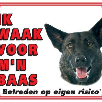 Stickerkoning Hollandse Herder Waakbord - Ik waak voor mijn baas