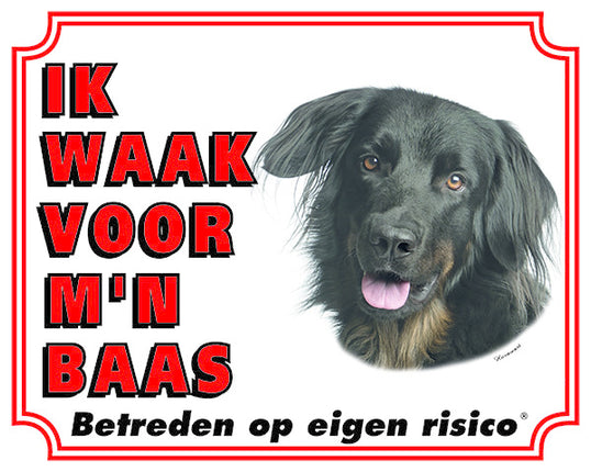 Stickerkoning Hovawart Waakbord - Ik waak voor mijn Baas