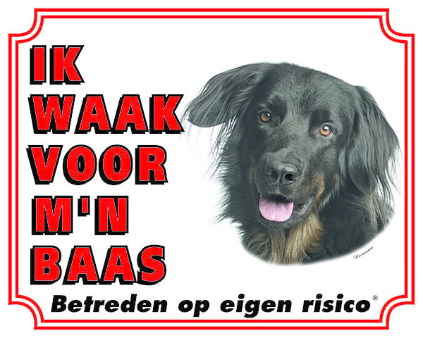 Stickerkoning Hovawart Waakbord - Ik waak voor mijn Baas