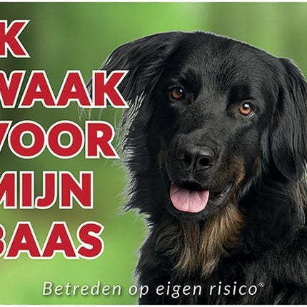 Stickerkoning Hovawart Waakbord - Ik waak voor mijn Baas