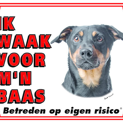 Stickerkoning Jack Russell Terrier Waakbord - Ik waak voor mijn baas