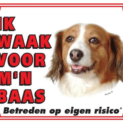 Stickerkoning Kooikerhondje Waakbord - Ik waak voor mijn baas