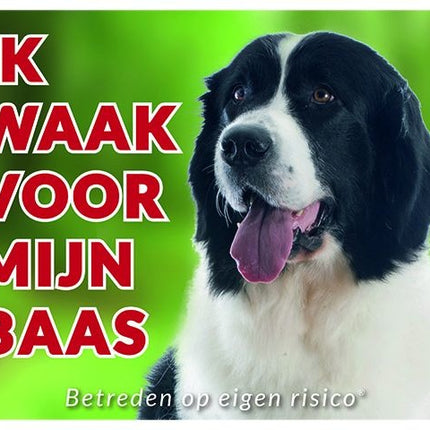 Stickerkoning Landseer Waakbord - Ik waak voor mijn baas
