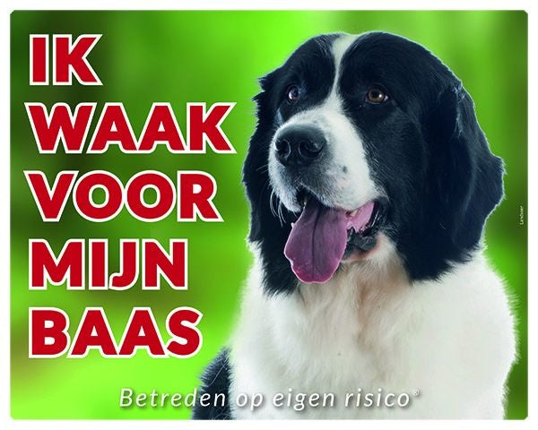 Stickerkoning Landseer Waakbord - Ik waak voor mijn baas