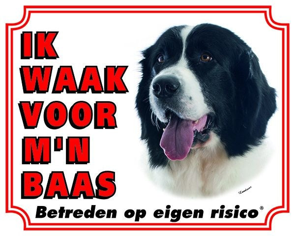 Stickerkoning Landseer Waakbord - Ik waak voor mijn baas