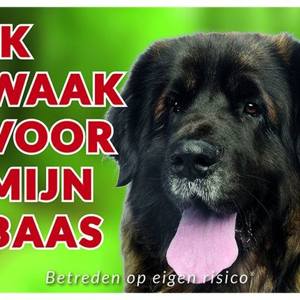 Stickerkoning Leonberger Waakbord - Ik waak voor mijn baas