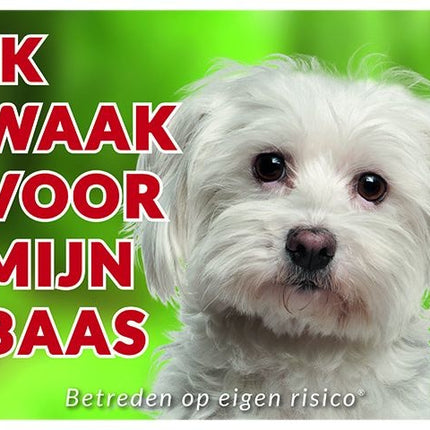 Stickerkoning Maltezer Waakbord - Ik waak voor mijn baas