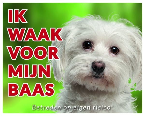 Stickerkoning Maltezer Waakbord - Ik waak voor mijn baas