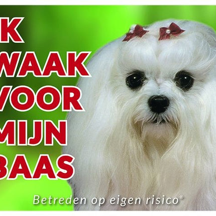 Stickerkoning Maltezer Waakbord - Ik waak voor mijn baas