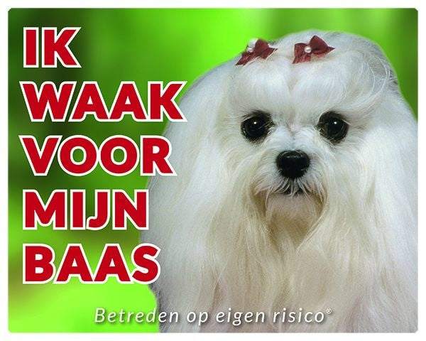 Stickerkoning Maltezer Waakbord - Ik waak voor mijn baas