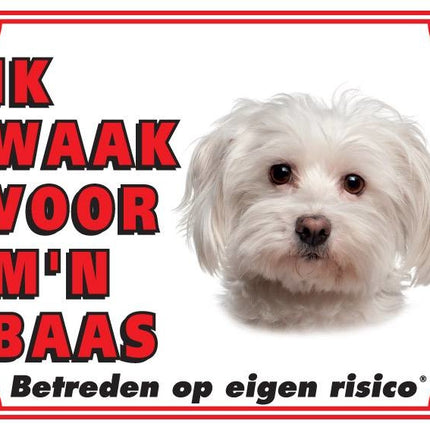 Stickerkoning Maltezer Waakbord - Ik waak voor mijn baas