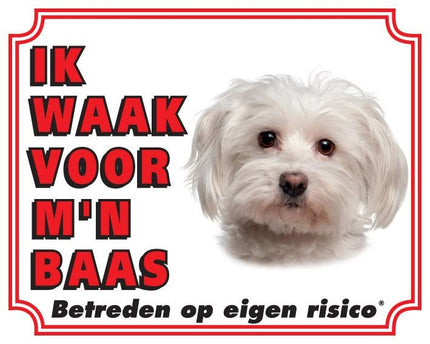 Stickerkoning Maltezer Waakbord - Ik waak voor mijn baas