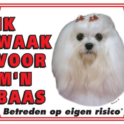Stickerkoning Maltezer Waakbord - Ik waak voor mijn baas