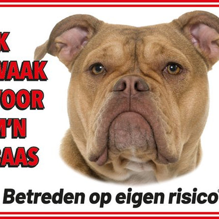 Stickerkoning Old English Bulldog Waakbord