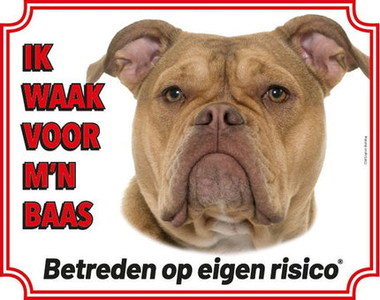 Stickerkoning Old English Bulldog Waakbord