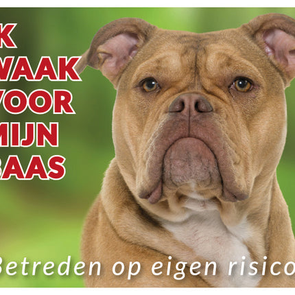 Stickerkoning Old English Bulldog Waakbord