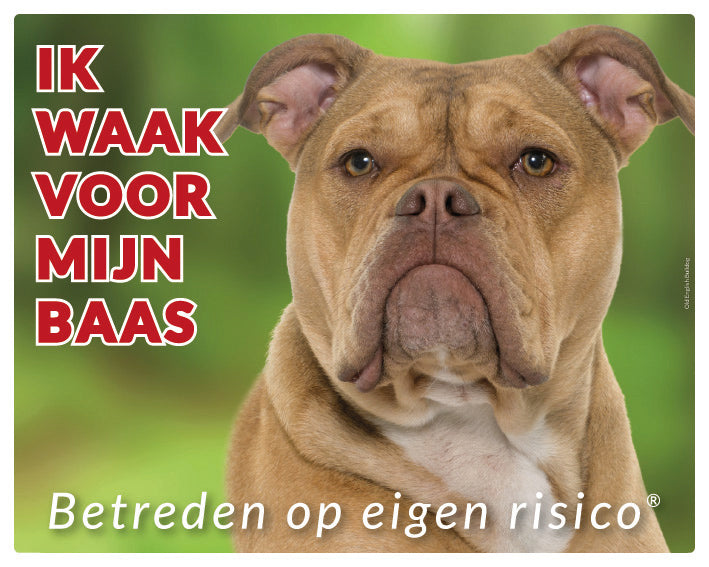 Stickerkoning Old English Bulldog Waakbord