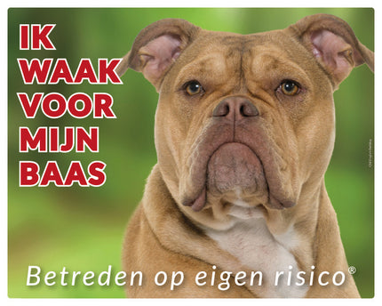 Stickerkoning Old English Bulldog Waakbord