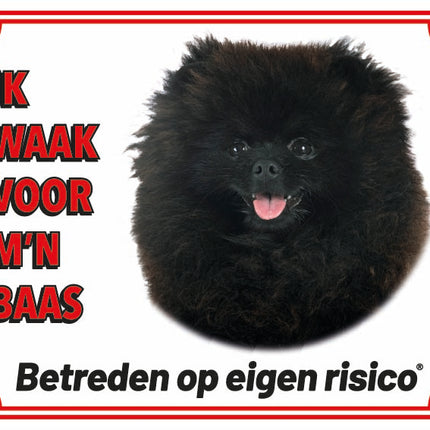 Stickerkoning Pomeriaan Zwart Waakbord