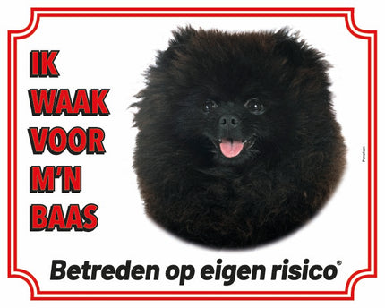 Stickerkoning Pomeriaan Zwart Waakbord
