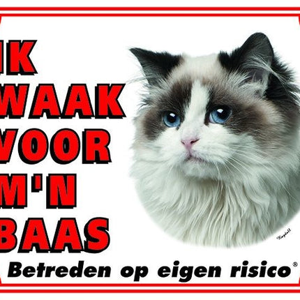 Stickerkoning Ragdoll Waakbord - Ik waak voor mijn baas