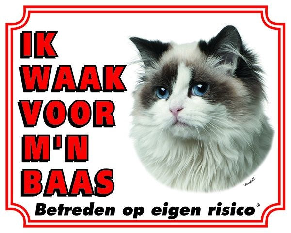 Stickerkoning Ragdoll Waakbord - Ik waak voor mijn baas