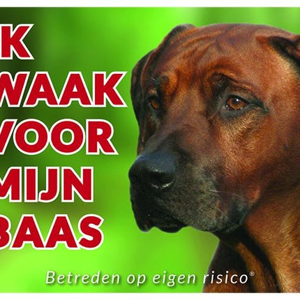 Stickerkoning Rhodesian Ridgeback Waakbord - Ik waak voor mijn