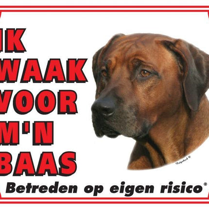 Stickerkoning Rhodesian Ridgeback Waakbord - Ik waak voor mijn