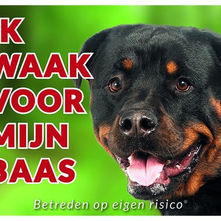 Stickerkoning Rottweiler Waakbord - Ik waak voor mijn baas