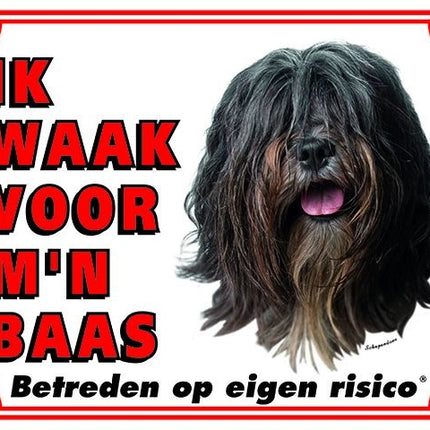 Stickerkoning Schapendoes Waakbord - Ik waak voor mijn baas