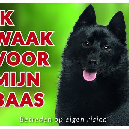 Stickerkoning Schipperke Waakbord - Ik waak voor mijn baas