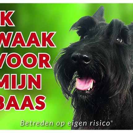 Stickerkoning Schotse Terrier Waakbord - Ik waak voor mijn baas