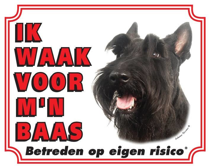Stickerkoning Schotse Terrier Waakbord - Ik waak voor mijn baas