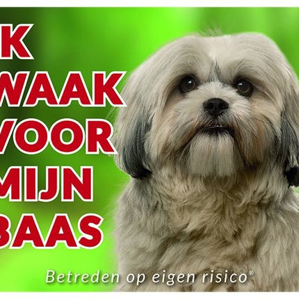 Stickerkoning Shih Tzu Waakbord - Ik waak voor mijn baas